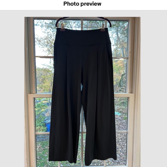 Lululemon Align Palazzo Pant Short Black Nulu High Rise Wide Leg Size 12 Yoga - Picture 2 of 16